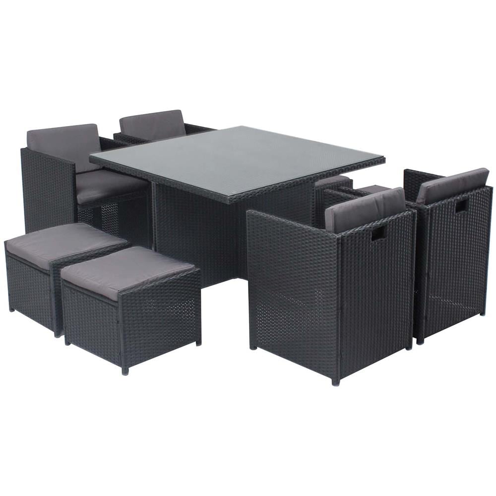 Salotto Da Giardino A Incasso 8 Posti Resina Intrecciata Nero/grigio Miami - Foto 1