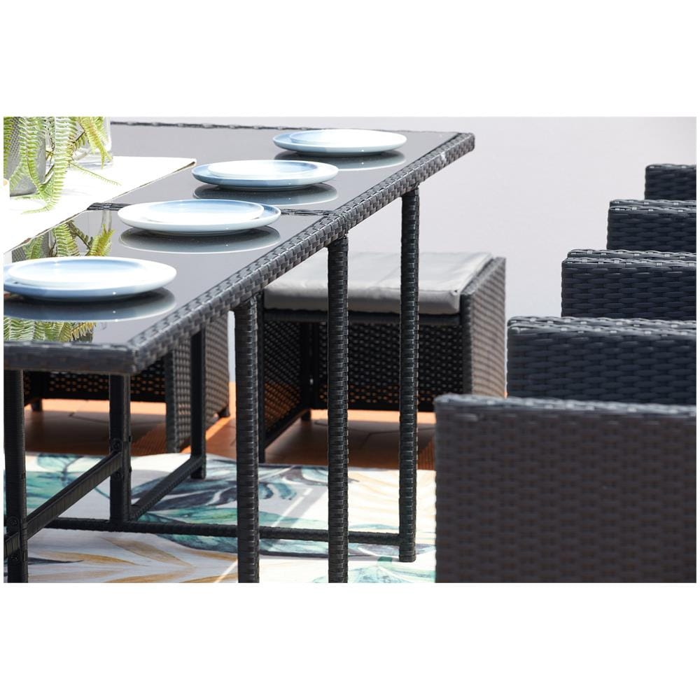 Salotto Da Giardino A Incasso 8 Posti Resina Intrecciata Nero/grigio Miami - Foto 8