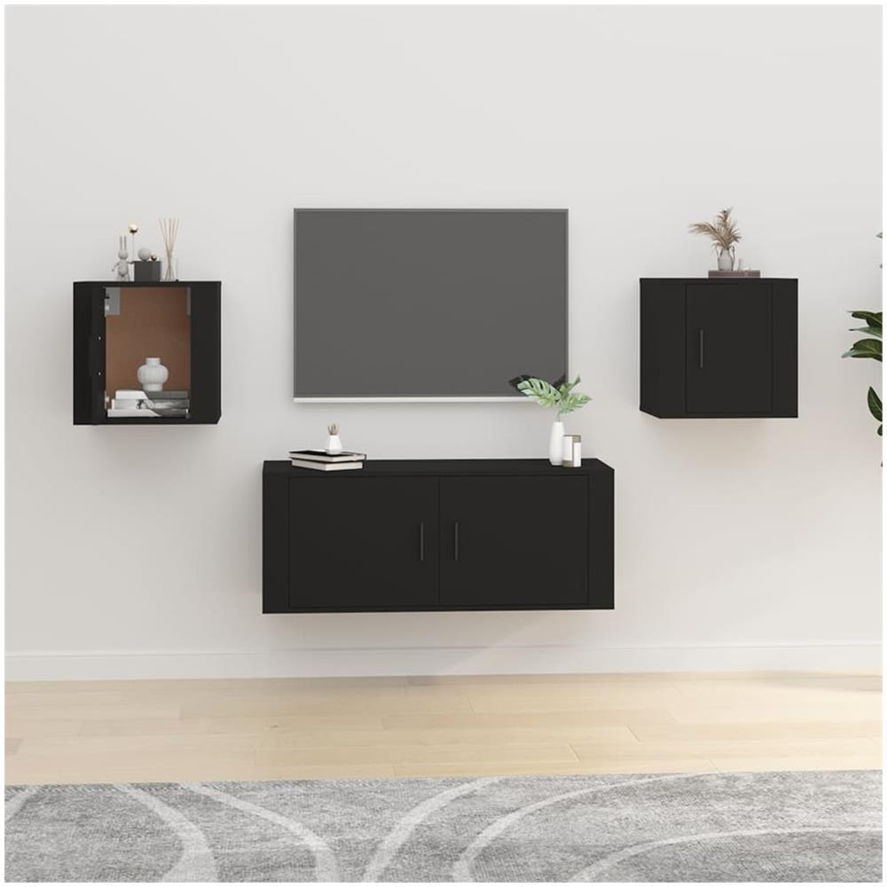 Mobili Porta Tv A Parete 2 Pz Nero 40x34,5x40 Cm - Foto 1