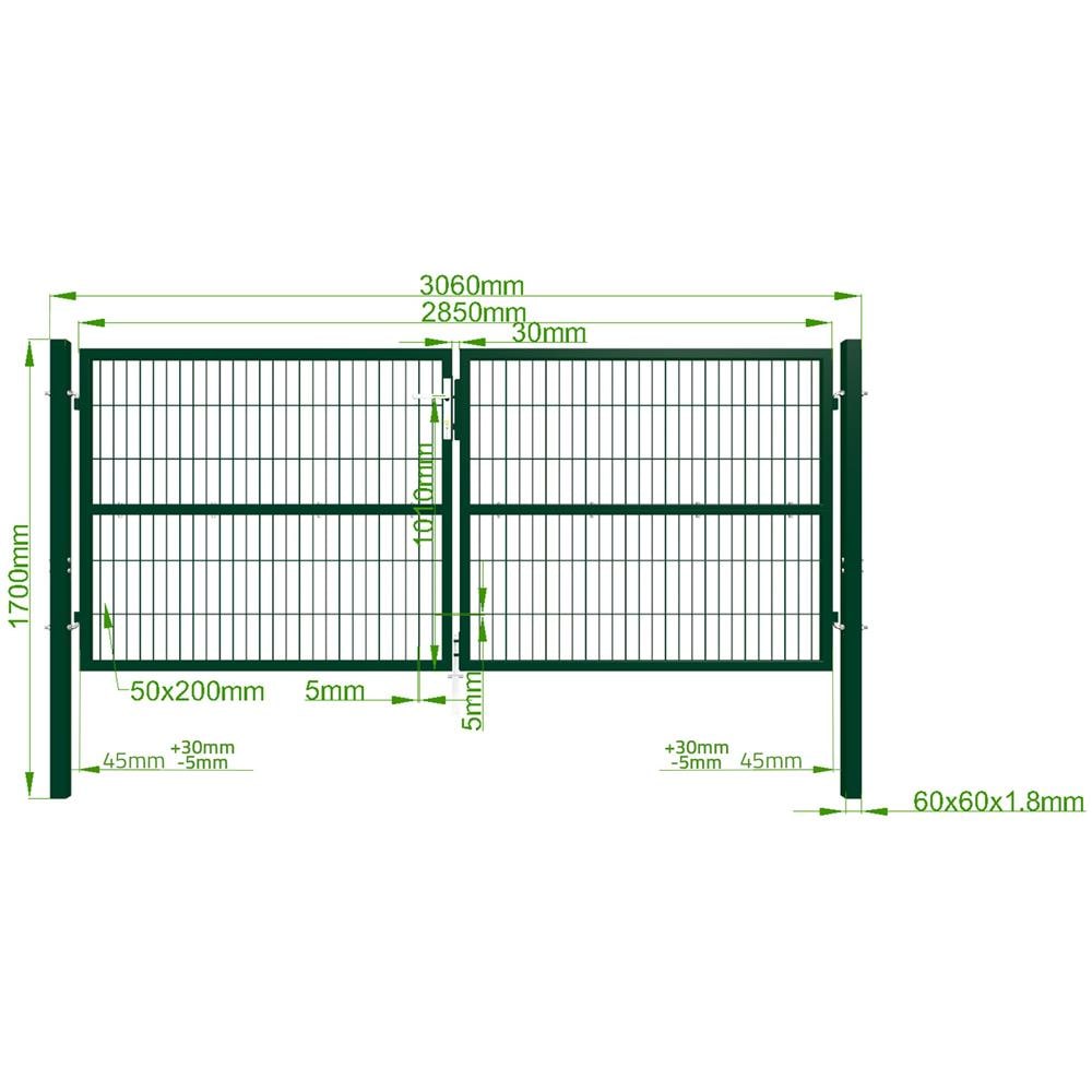 Cancello A Battente In Rete Metallica 3m Razo 300b120 Verde - Foto 2