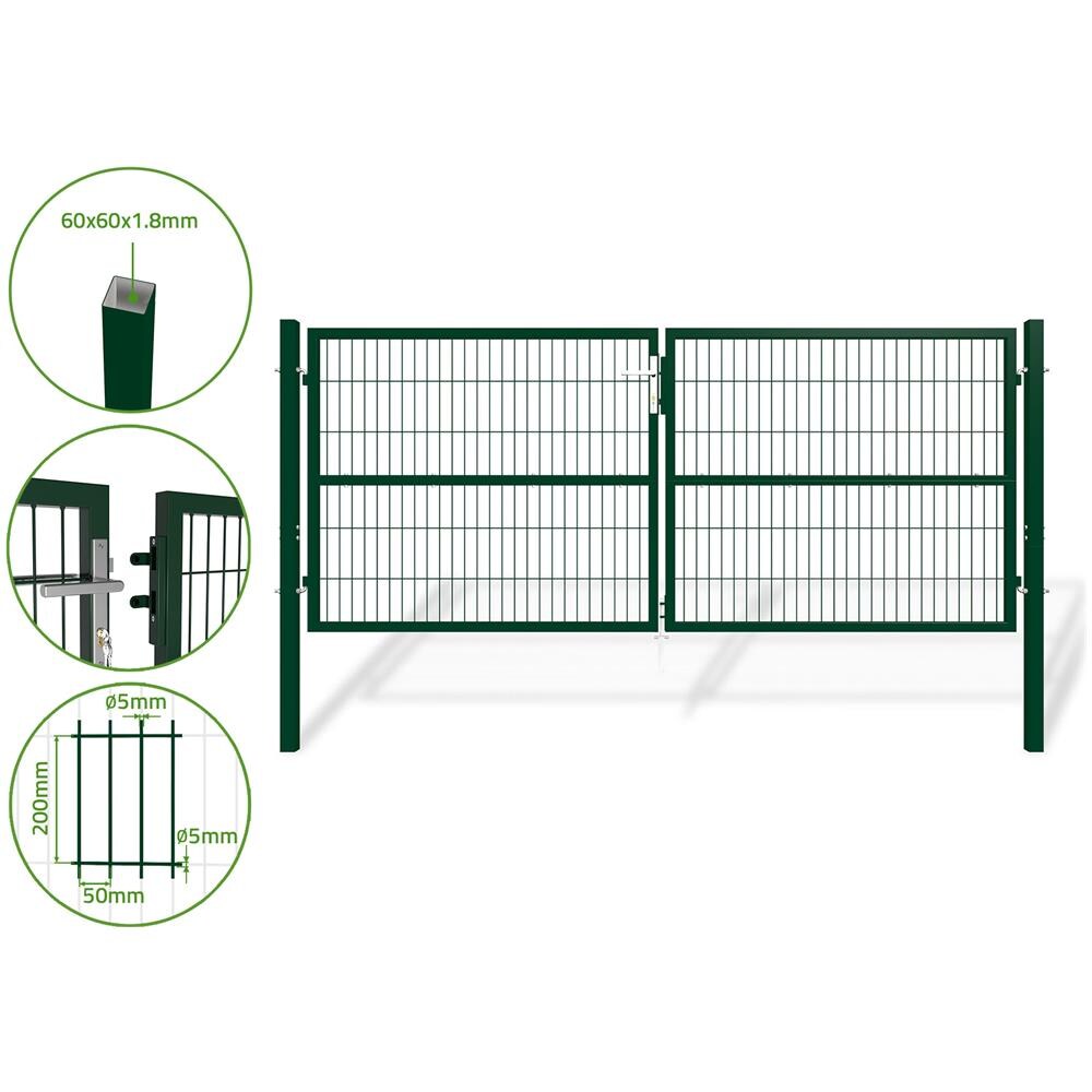 Cancello A Battente In Rete Metallica 3m Razo 300b120 Verde - Foto 1