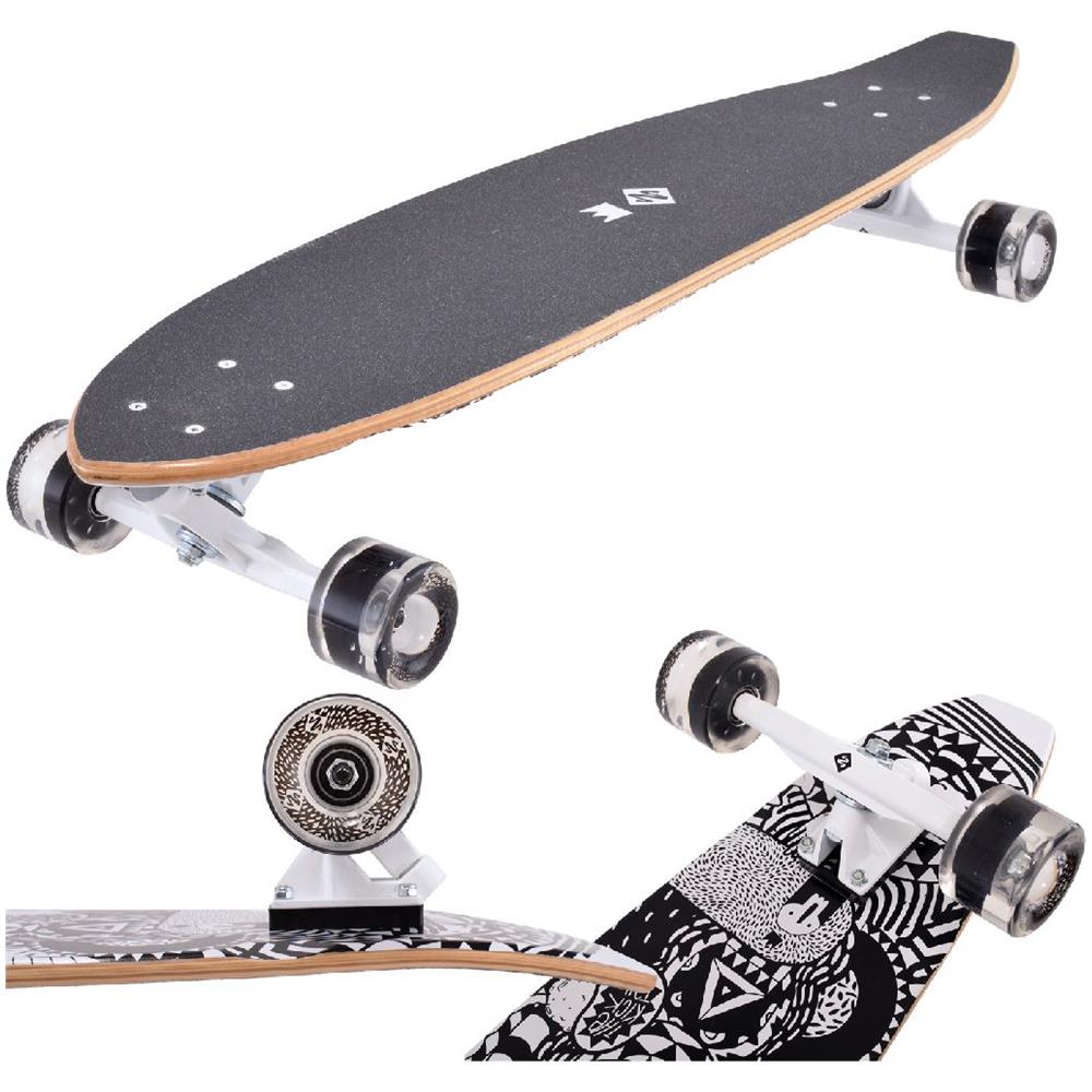 0721017 skateboard completo Tavola lunga Legno d'acero Nero, Bianco - Foto 1