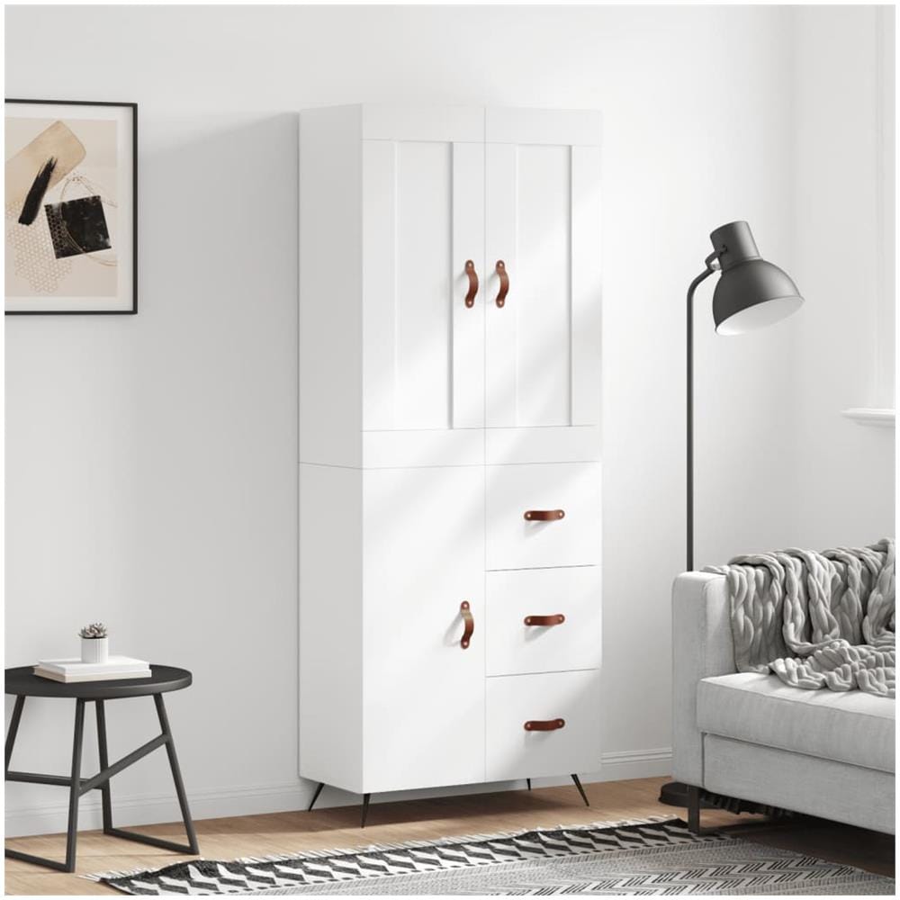 Credenza Bianca 69,5x34x180 Cm In Legno Multistrato - Foto 1