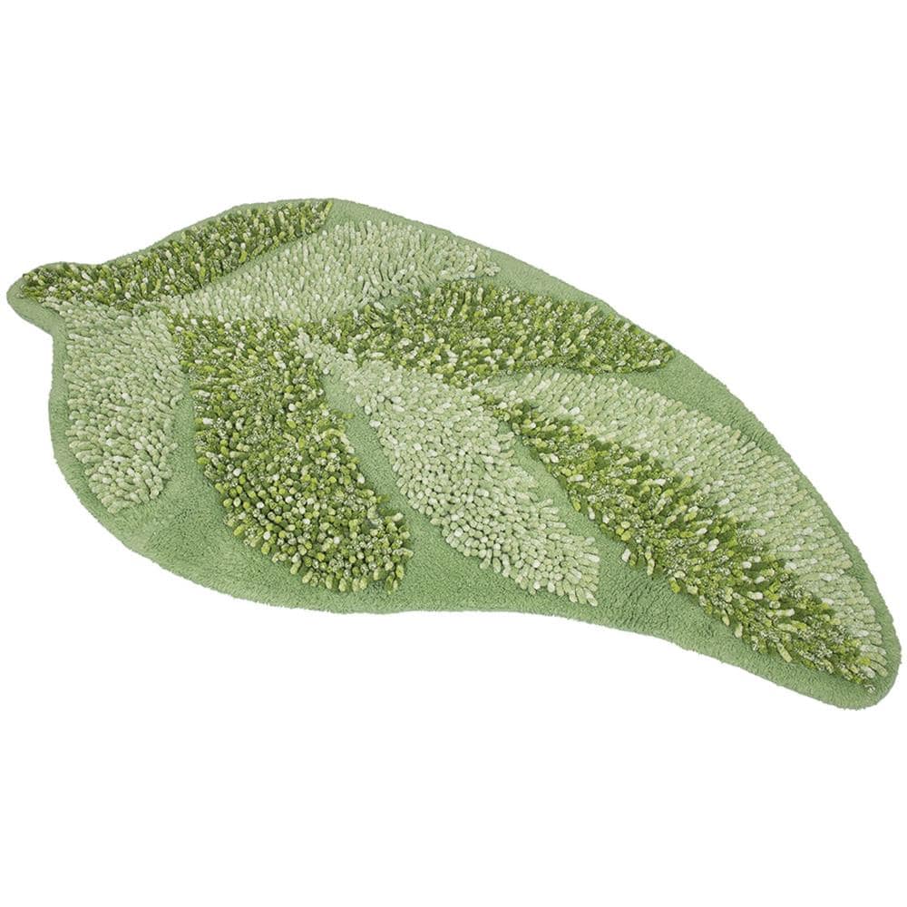 Tappeto A Foglia Casa Bagno Cotone Spugna Morbida Antiscivolo Leaf Salvia - Foto 1