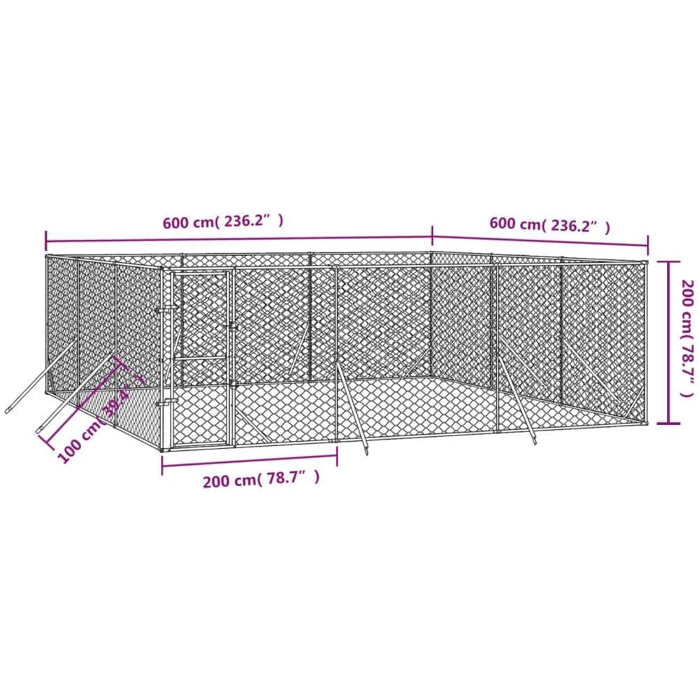 Cuccia Per Cani Da Esterno Argento 6x6x2 M In Acciaio Zincato - Foto 2
