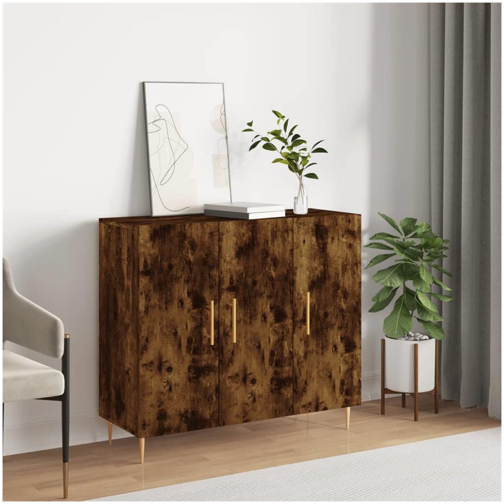 Credenza Rovere Fumo 90x34x80 Cm In Legno Multistrato - Foto 1