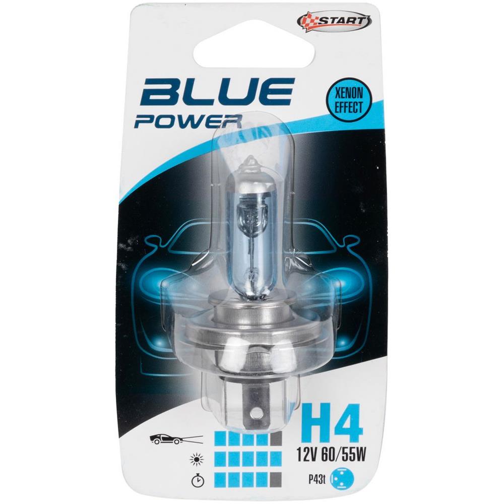 H4 Blue Power Lampadina Alogena Per Luci Auto 12v 55w P43t - Foto 1
