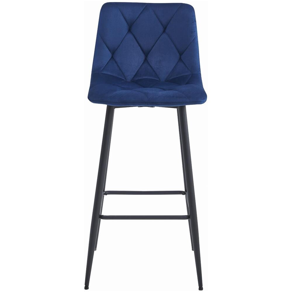 KODA SGABELLO Velluto Blu Navy Gambe Nere - Foto 2