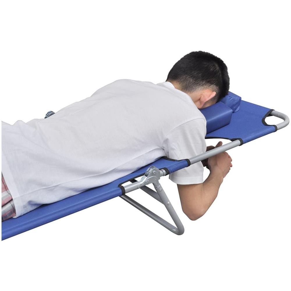 Lettino Prendisole Pieghevole Cuscino Schienale Regolabile Blu - Foto 2