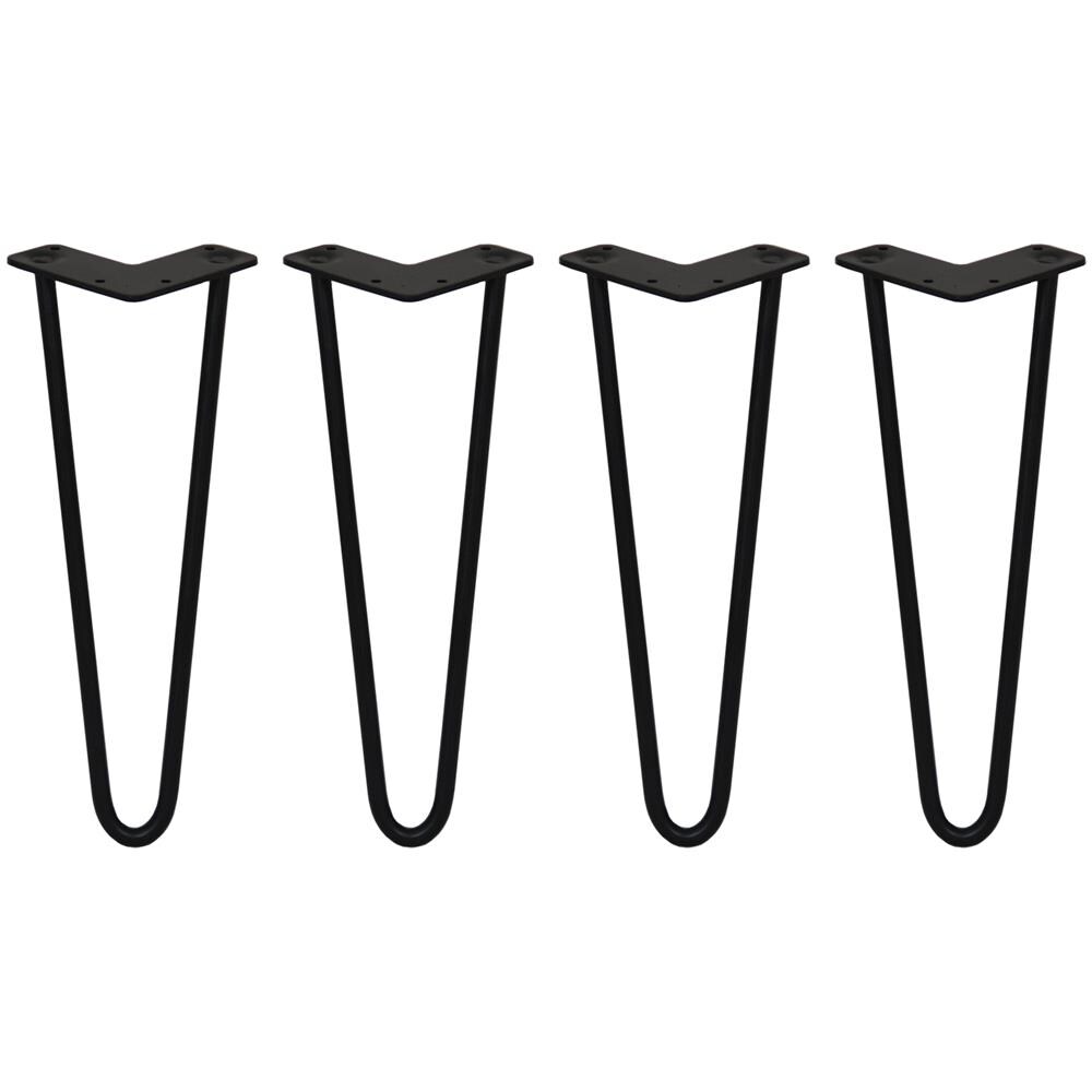 4 Gambe Per Tavolo A Forcina 35,5cm 2 Rebbi In Acciaio Nero Spessore 12mm - Foto 1