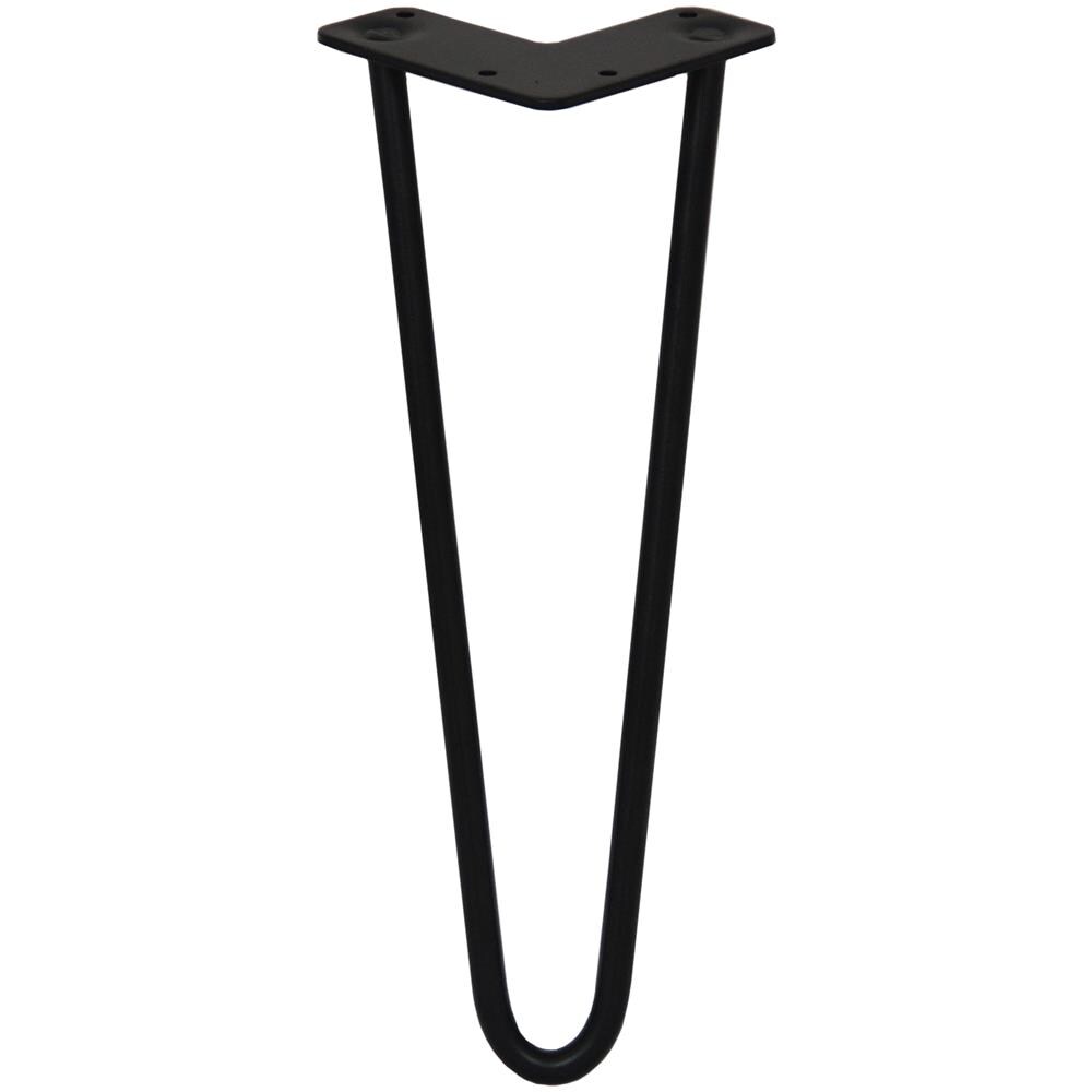 4 Gambe Per Tavolo A Forcina 35,5cm 2 Rebbi In Acciaio Nero Spessore 12mm - Foto 2