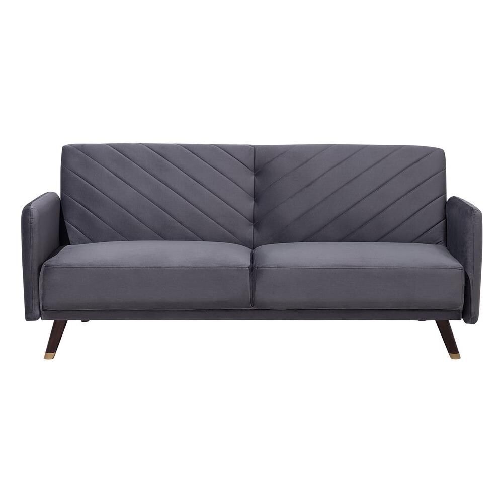 Divano Letto A 3 Posti In Tessuto Vellutato Grigio Senja - Foto 1