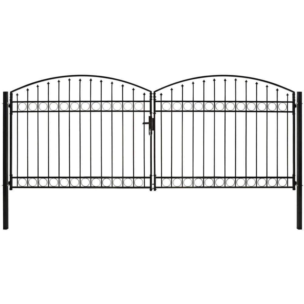 Cancello A Doppia Anta Ad Arco In Acciaio 400x175cm Nero - Foto 1