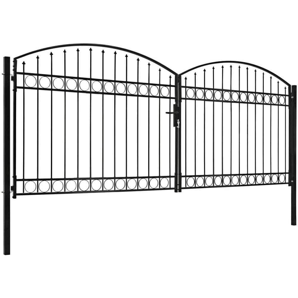 Cancello A Doppia Anta Ad Arco In Acciaio 400x175cm Nero - Foto 2
