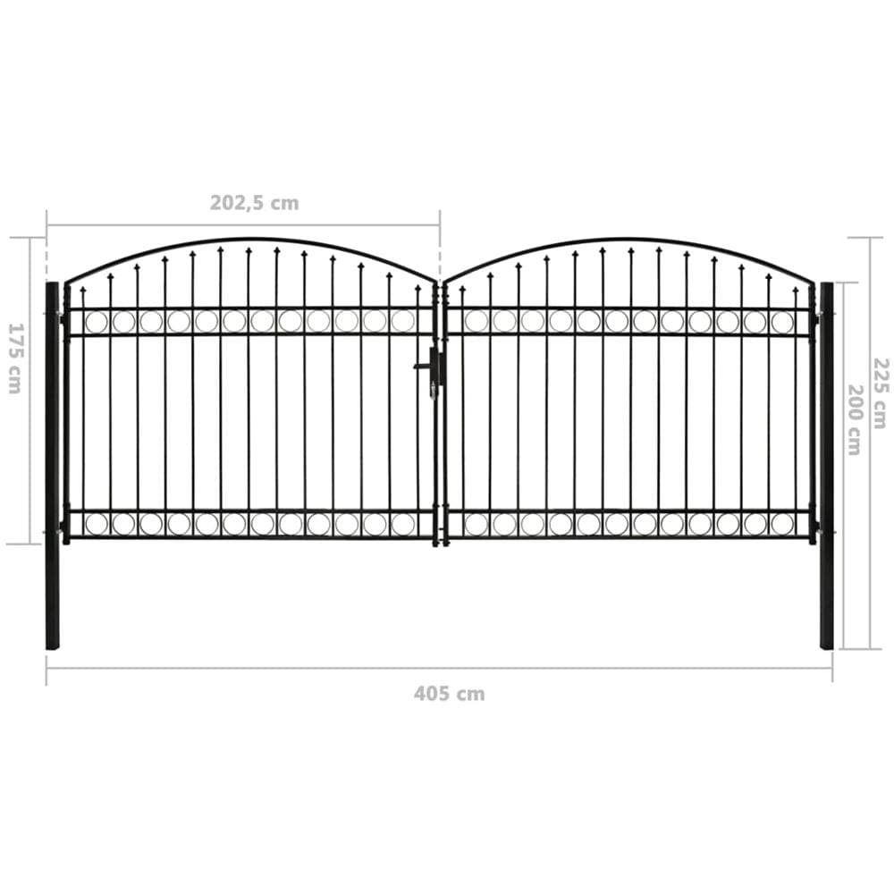 Cancello A Doppia Anta Ad Arco In Acciaio 400x175cm Nero - Foto 6