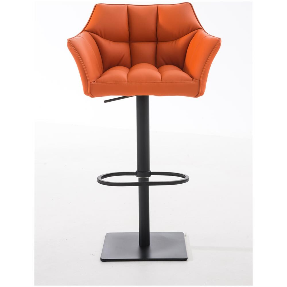 Sgabello Alto Regolabile Damaso in Similpelle I Sgabello Bancone con Braccioli E Schienale Imbottiti E Poggiapiedi, H 58-83 CM Arancione Nero - Foto 2