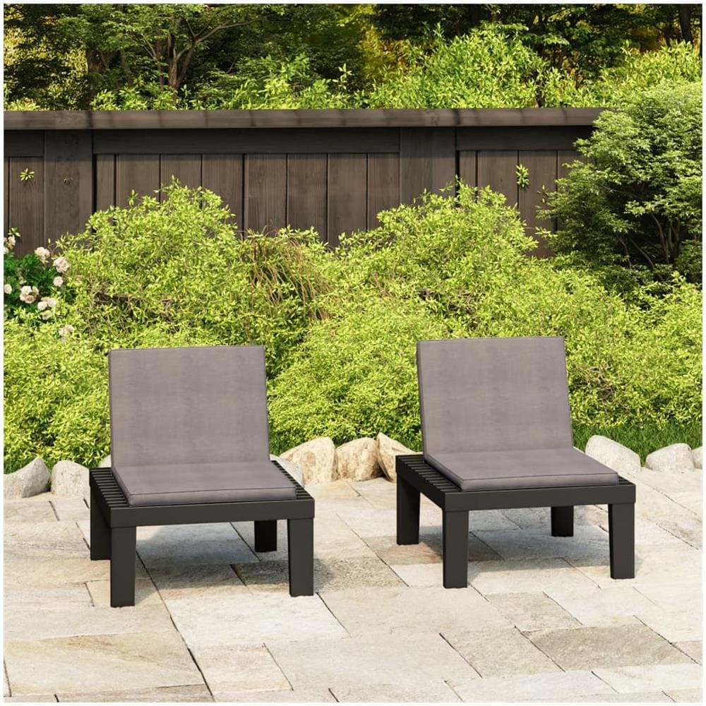 Sedie A Sdraio Da Giardino Con Cuscini 2 Pz In Plastica Grigio - Foto 1