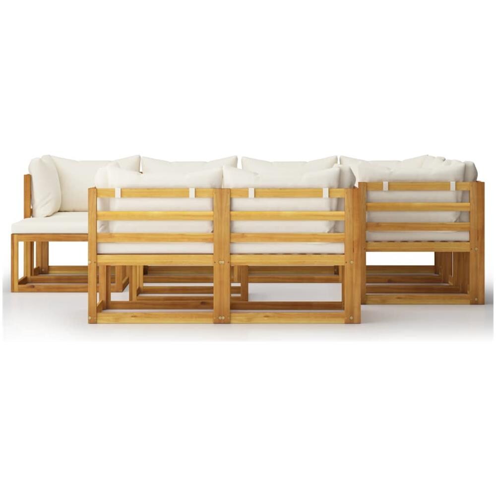 Set Divani da Giardino 10 pz con Cuscini Crema Massello Acacia - Foto 2