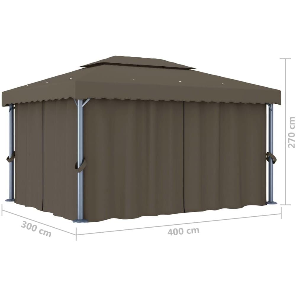 Gazebo Con Tende 4x3 Cm Grigio Talpa In Alluminio - Foto 15
