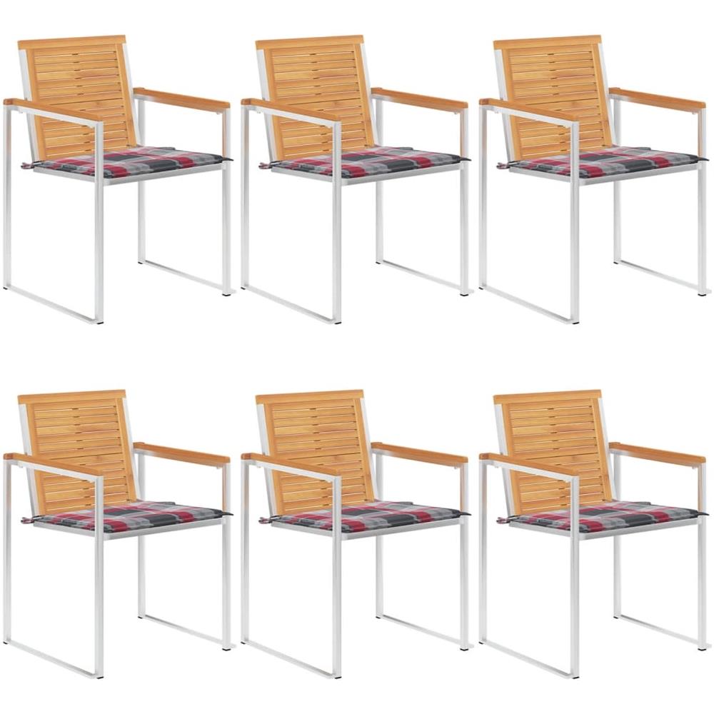 Sedie Da Giardino Con Cuscini 6 Pz In Legno Massello Di Teak - Foto 1