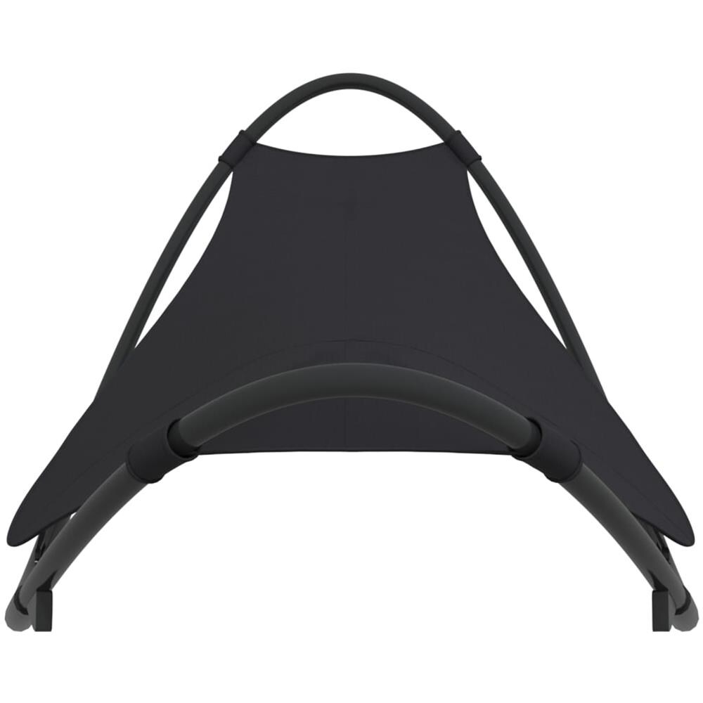 Lettino Dondolo Prendisole con Ruote in Acciaio Textilene Nero - Foto 3