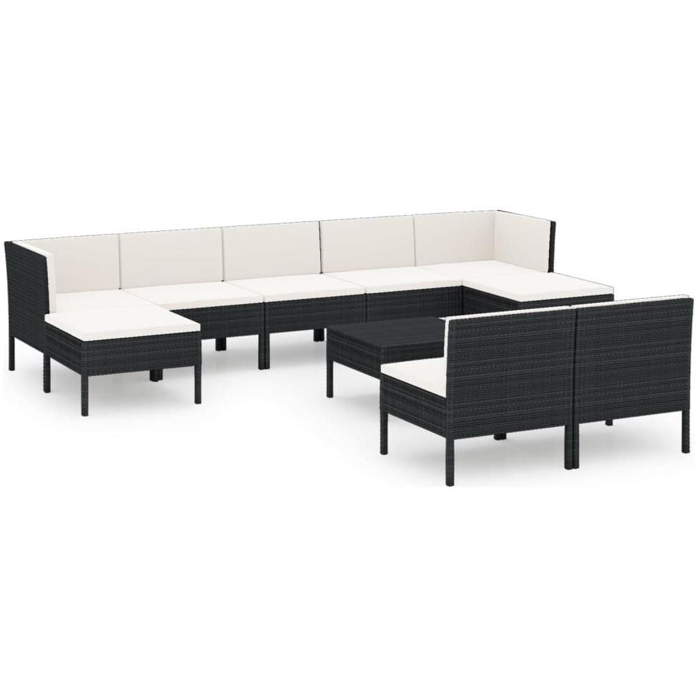Set Divani Da Giardino 10 Pz Con Cuscini In Polyrattan Nero - Foto 2