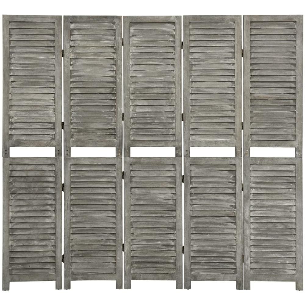 Divisorio A 5 Pannelli Grigio 179x166 Cm In Legno Massello - Foto 1