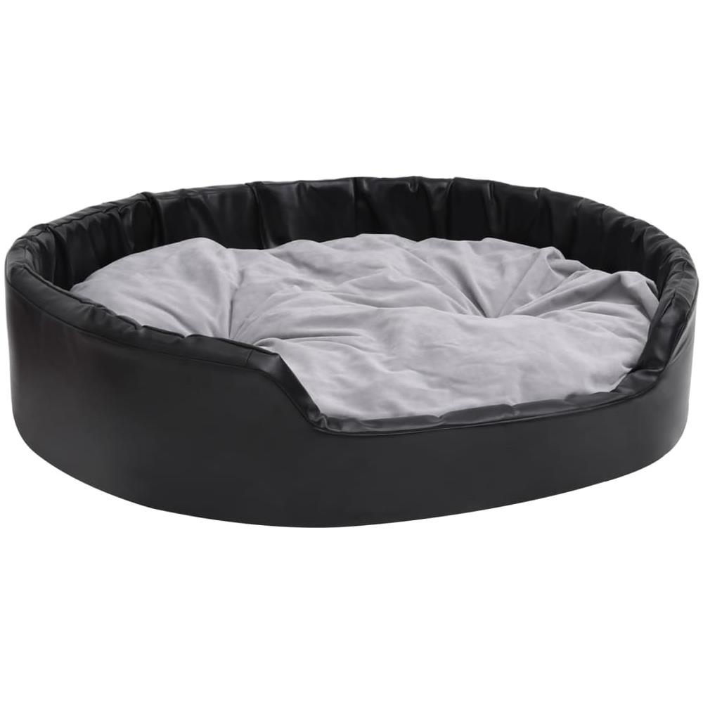 Lettino Per Cani Nero E Grigio 99x89x21 Cm Peluche E Similpelle - Foto 1