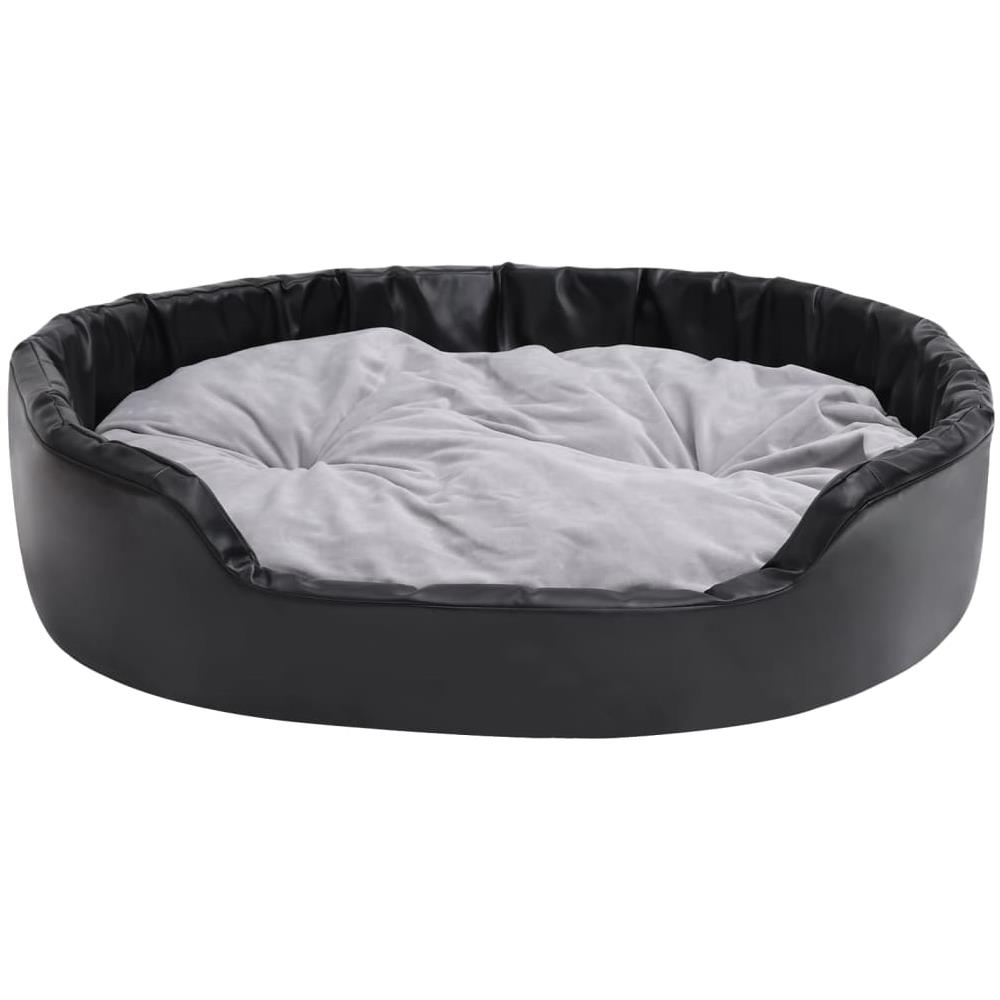 Lettino Per Cani Nero E Grigio 99x89x21 Cm Peluche E Similpelle - Foto 2
