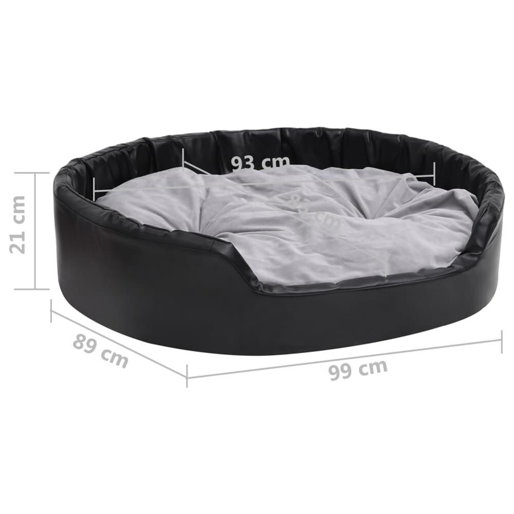 Lettino Per Cani Nero E Grigio 99x89x21 Cm Peluche E Similpelle - Foto 7