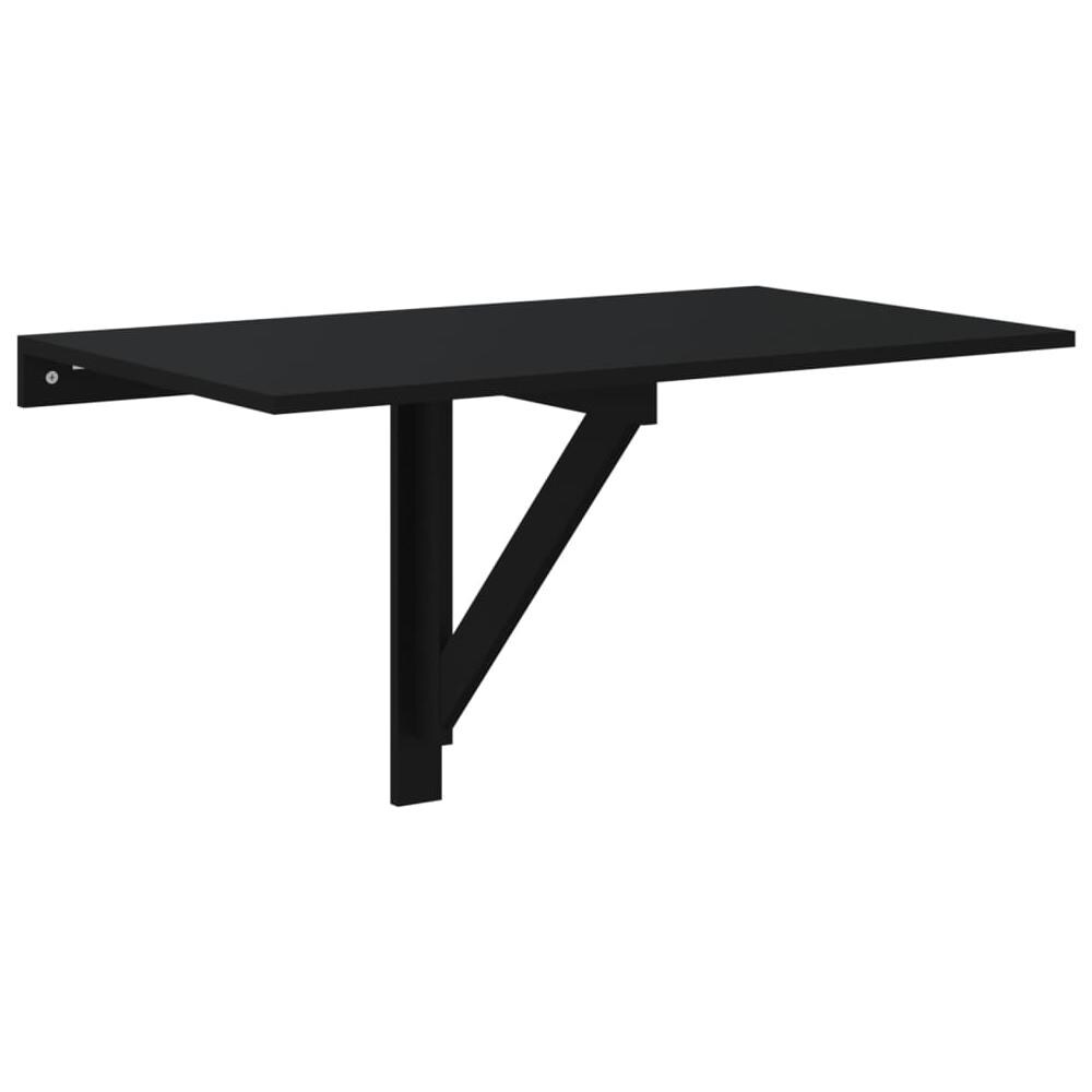 Tavolino Da Parete Pieghevole Nero 100x60x56 Cm In Multistrato - Foto 2