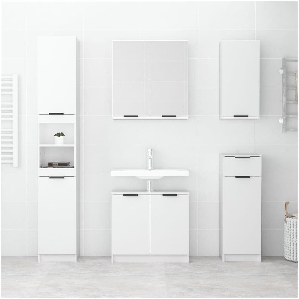 Armadietto A Specchio Da Bagno Bianco Lucido 64x20x67 Cm - Foto 3