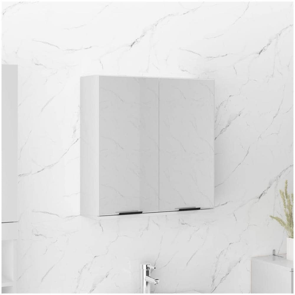 Armadietto A Specchio Da Bagno Bianco Lucido 64x20x67 Cm - Foto 1
