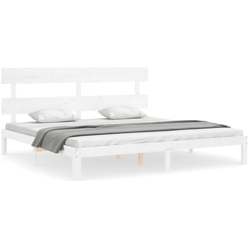 Giroletto Testiera Bianco Super King Size in Legno Massello - Foto 2