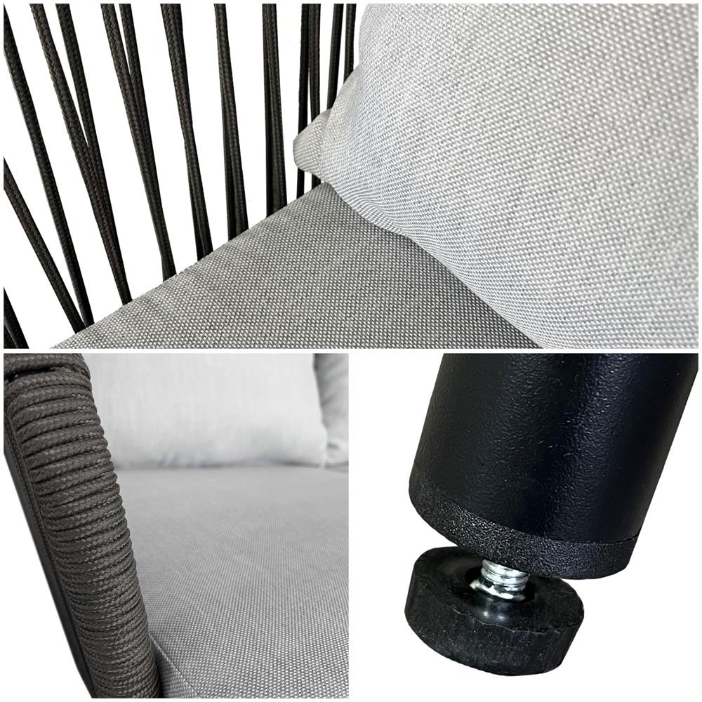 Set Di Mobili Da Giardino In Corda Ouvéa Grigio Chiaro - 4 Posti A Sedere - Foto 2