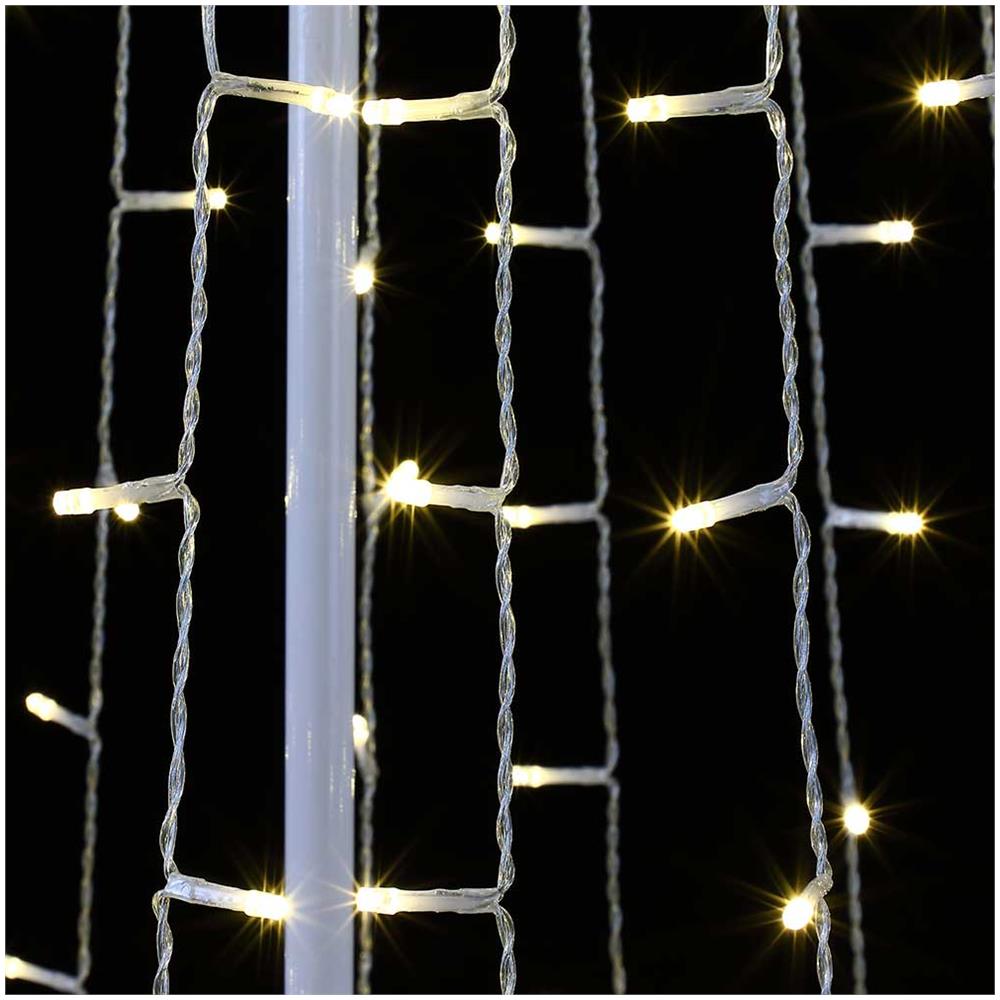 Albero Natale Luminoso 220cm 592 Led Bianco Caldo 8 Giochi Luce Metallo Esterno - Foto 2