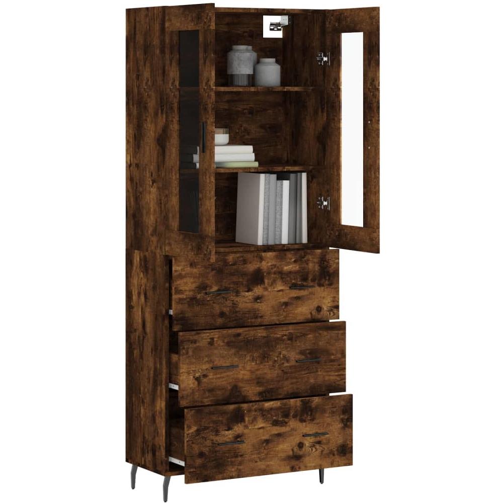 Credenza Rovere Fumo 69,5x34x180 Cm In Legno Multistrato - Foto 3