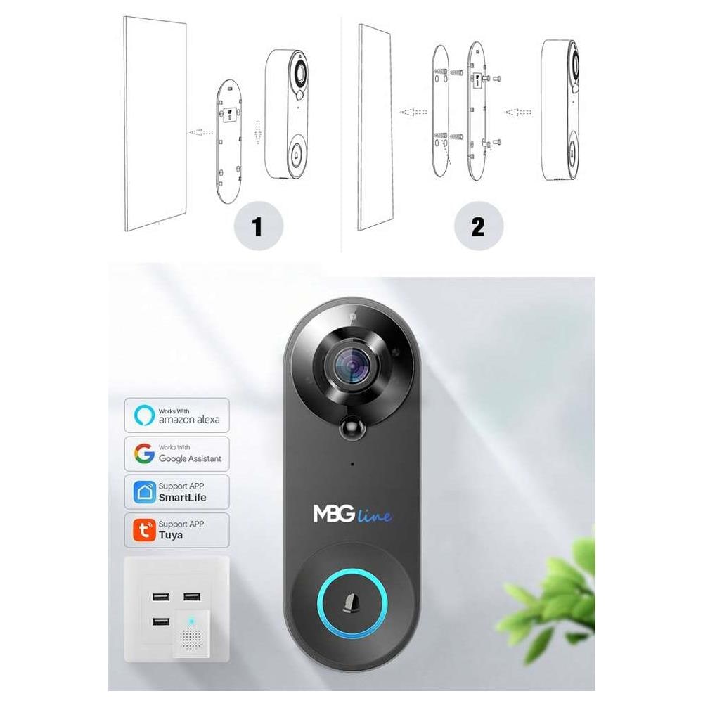 Video Citofono Sf W3, Telecamera, Campanello Usb, Wifi, Tuya Smart, Iot, Sensore Di Movimento, 2mpix, Full Hd 1920x1080p, Batteria 4400 Mah, Impermeabile, Ip65, 120° / 150°, Android, Ios - Foto 2