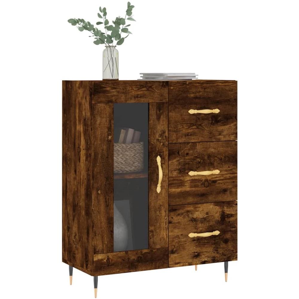 Credenza Rovere Fumo 69,5x34x90 Cm In Legno Multistrato - Foto 3