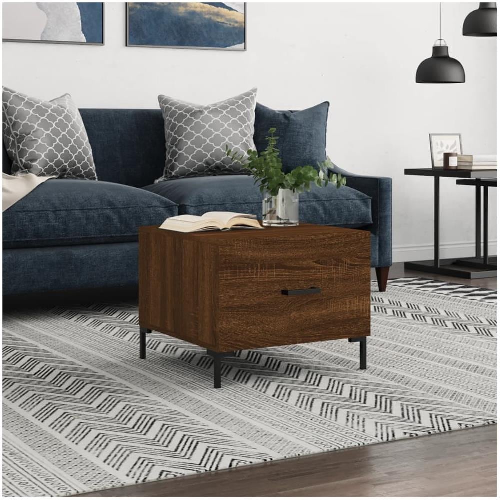 Tavolino Da Salotto Rovere Marrone 50x50x40cm Legno Multistrato - Foto 1