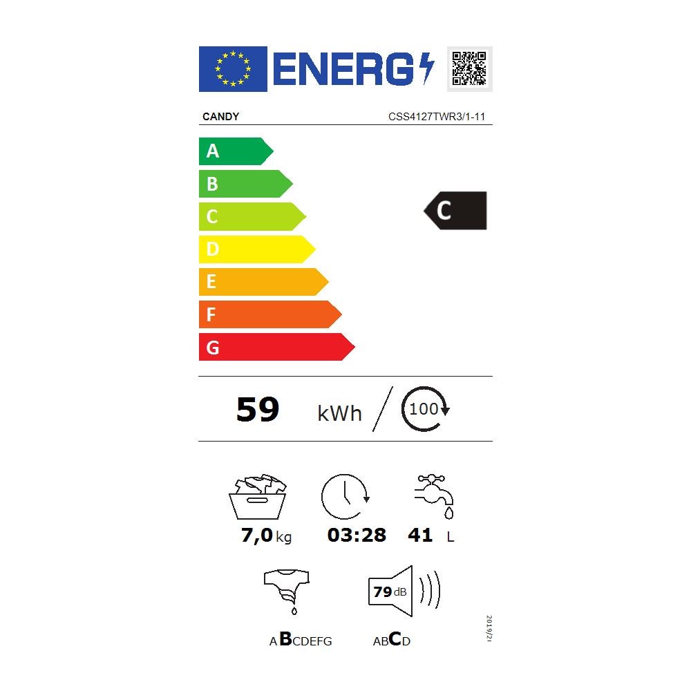 Smart CSS4127TWR3/1-11 lavatrice Caricamento frontale 7 kg 1200 Giri /min Bianco - Foto 2