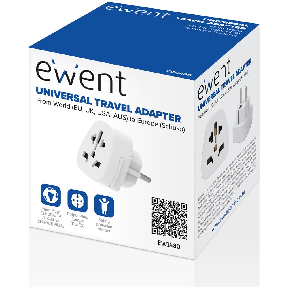 EW1480 adattatore per presa di corrente Universale Bianco - Foto 2