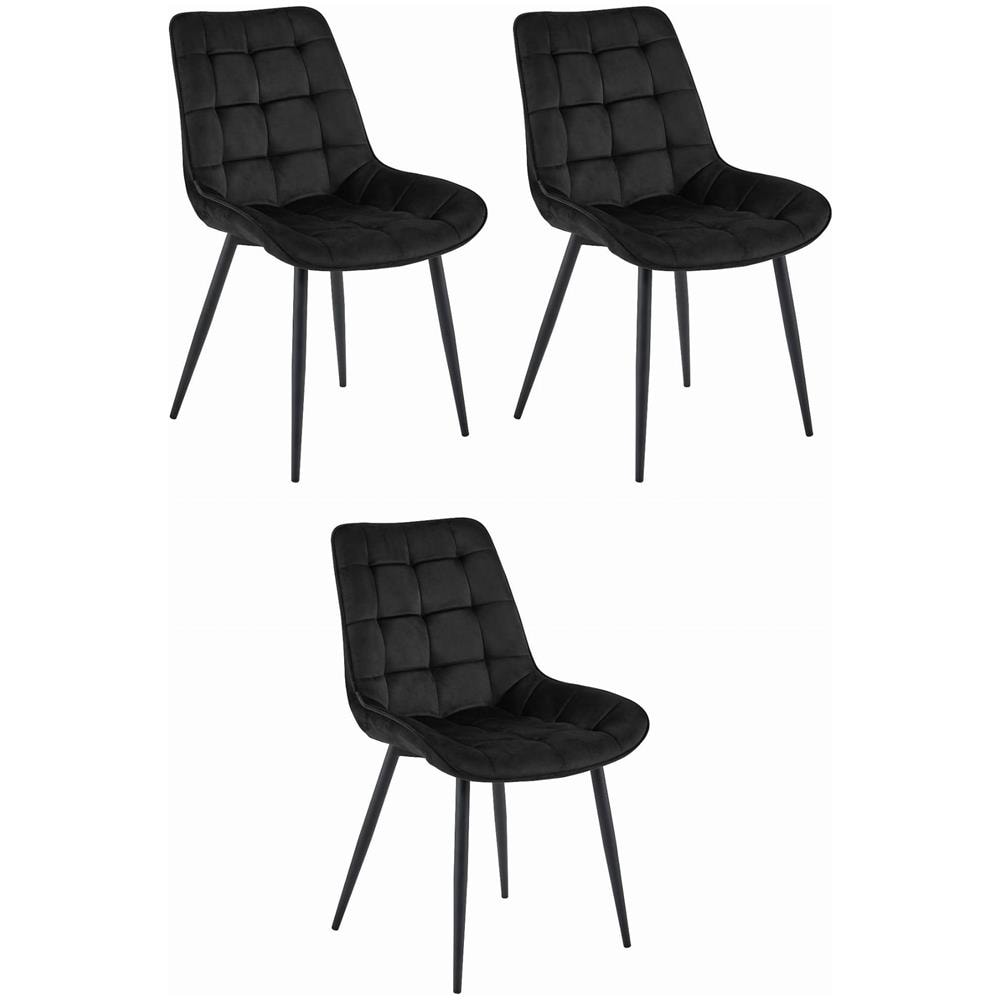 Sedia BERA - Design moderno in velluto nero x 3 - Foto 1