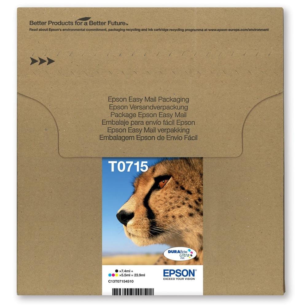 C13T07154510 Cartuccia Ink Originale Nero Ciano Magenta Gialla Stylus D78/92 D120/120 NE / 120 PE Capacità 1505 Pagine Blister 4 pezzi - Foto 1