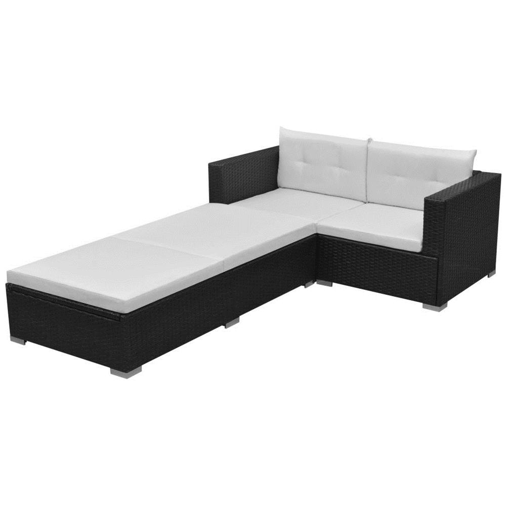 Divano Da Giardino Set 8 Pz In Polirattan Modulare Nero - Foto 1