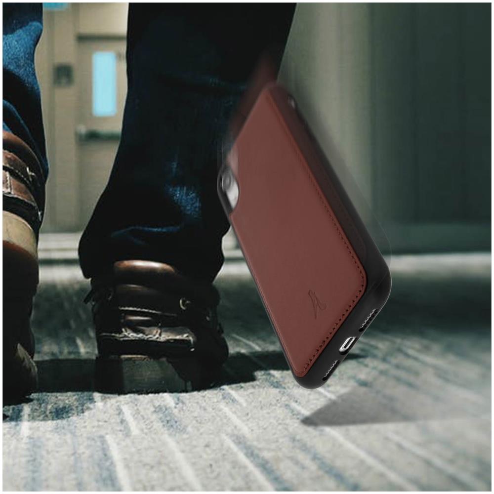 Cover Apple Iphone Xr Protezione Rigida Vera Pelle Akashi Marrone - Foto 5