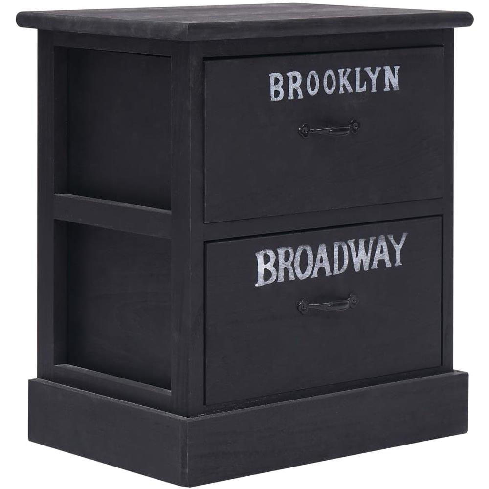 Comodino Nero 38x28x45 Cm In Legno Di Paulonia - Foto 1