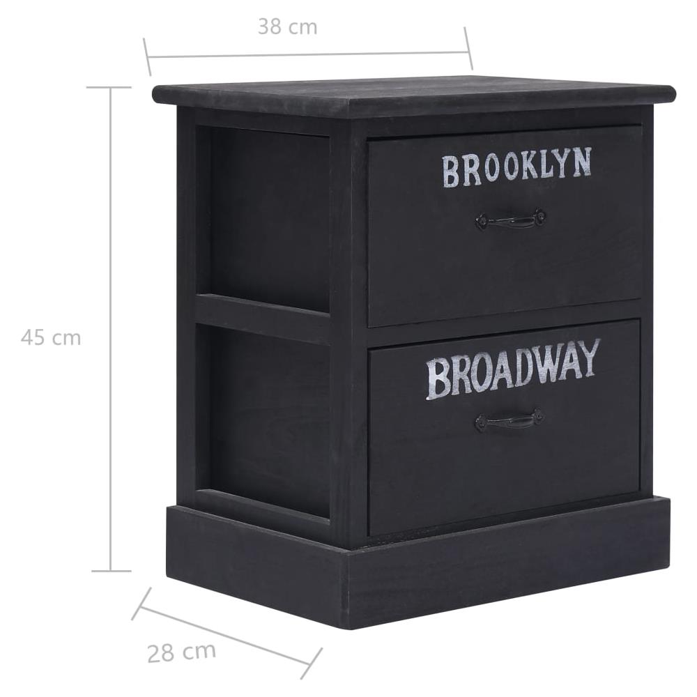 Comodino Nero 38x28x45 Cm In Legno Di Paulonia - Foto 9