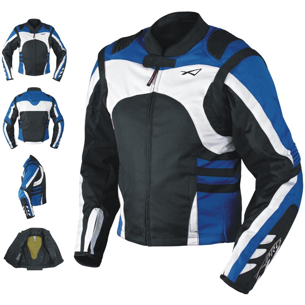 Giacca Moto Tessuto Cordura Manica Staccabile Racing Sport Touring Blu Xs - Foto 1
