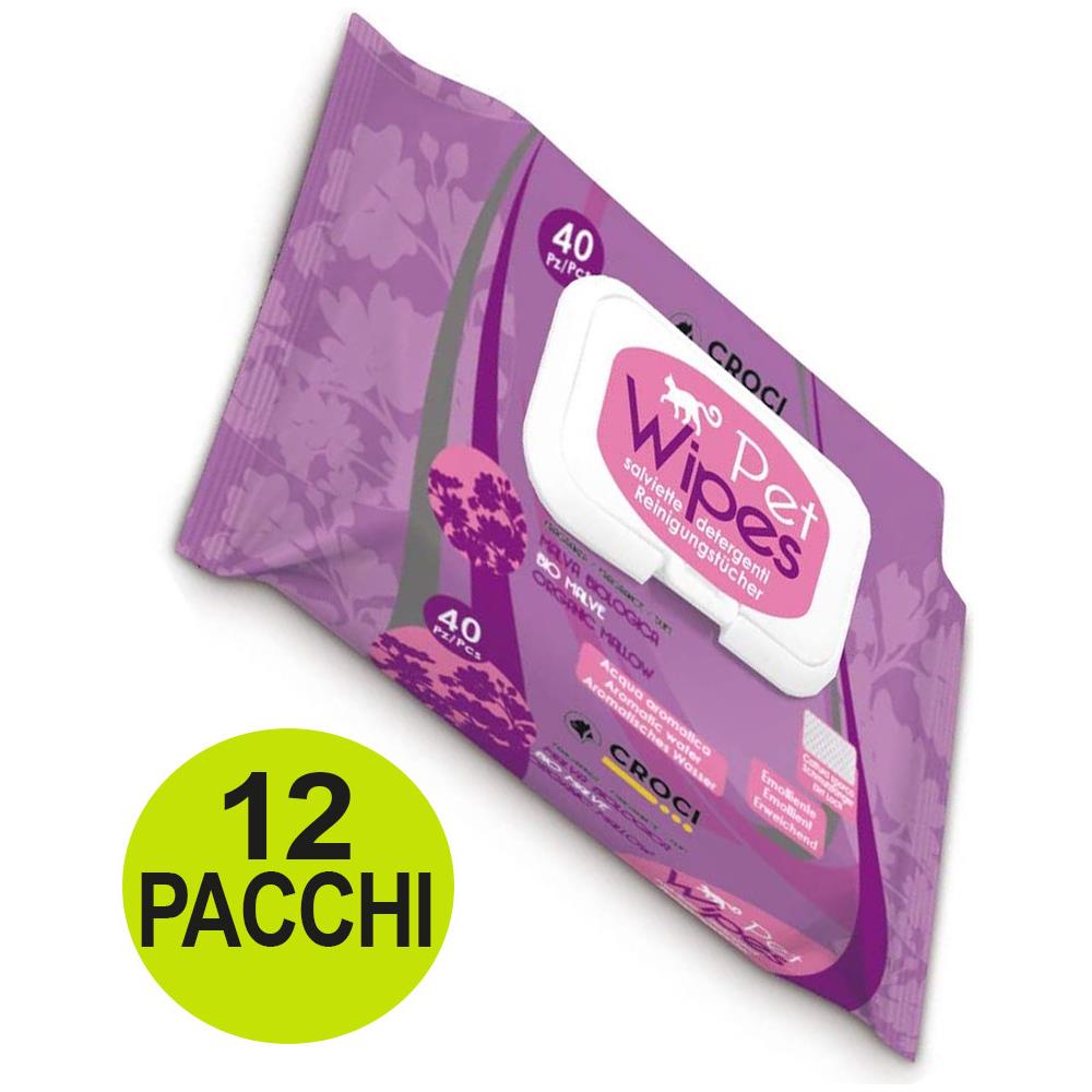 Offerta 12 Confezioni Da 40 Salviette Ciascuna Umidificate Alla Malva Per Gatti - Foto 1